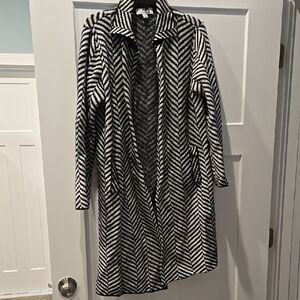 Black and White Chevron Long Coat